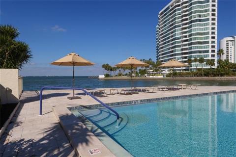The Lawrence Point Community showing pool, clubhouse and Sarasota's downtown bayfront