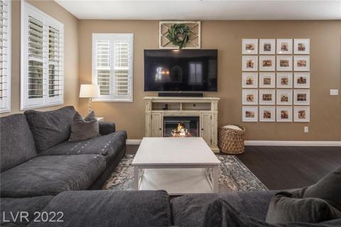 Spacious great room with shutters