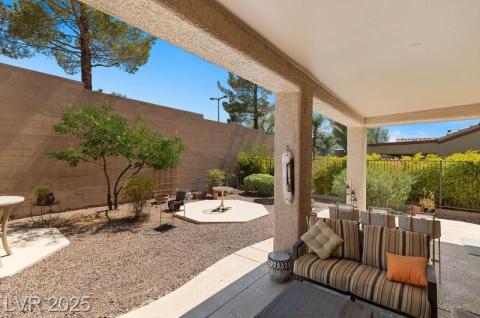 Fenced backyard featuring a patio area