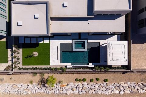 Aerial view of property, backyard & pool area Aerial view of property, backyard & pool area