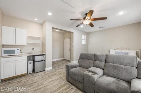 Casita with living room, bedroom, and kitchenette Casita with living room, bedroom, and kitchenette