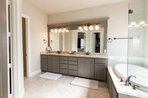 Double sinks and ample cabinet and drawer space