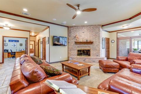 Spacious living room measures 27'x 28'.