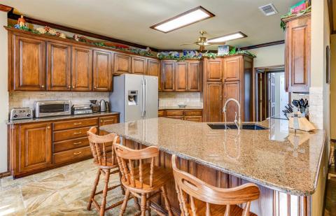 Table height kitchen breakfast bar.
