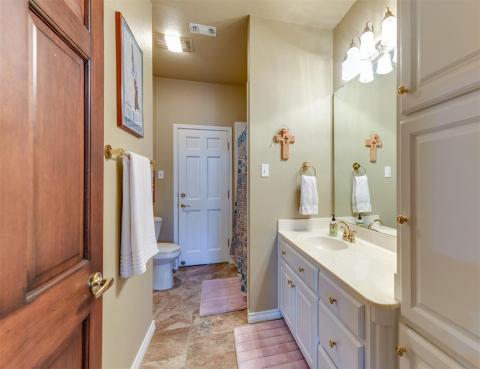 Hall bath has access into hangar.