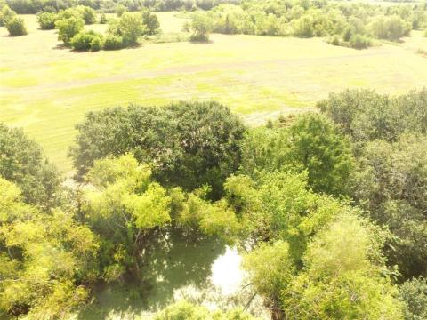 Drone photo of pond.